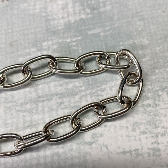 Silver Paperclip Chain with Rhinestone Clasp - Picture 3 of 3